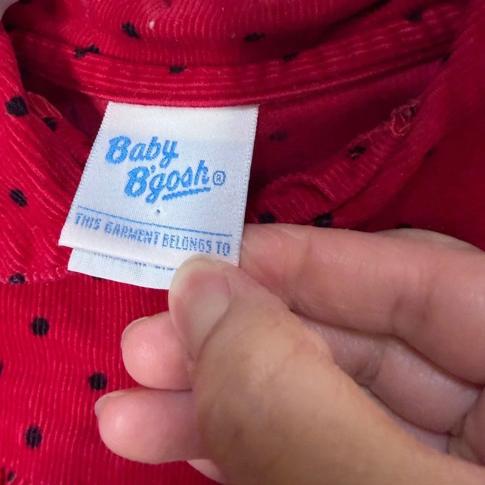 Vintage Baby OshKosh Bgosh Red Polka Dot Corduroy Romper 6-9 Months USA Made